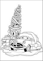 coloriage cars le sapin de roue de noel